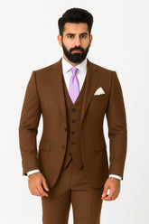Men mud brown 3 piece